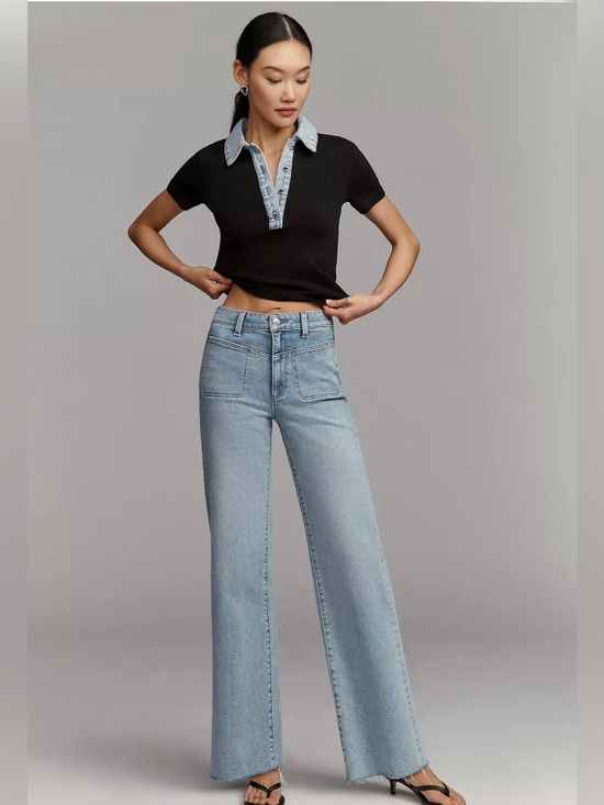 PAIGE Denim - Anthropologie PAIGE Anessa 31 Front Yoke High-Rise Wide-Leg Jeans